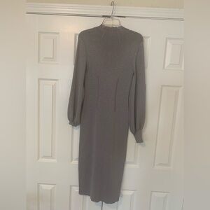 Elegant Silver/Gray Long-Sleeve Dress Cocktail Dress